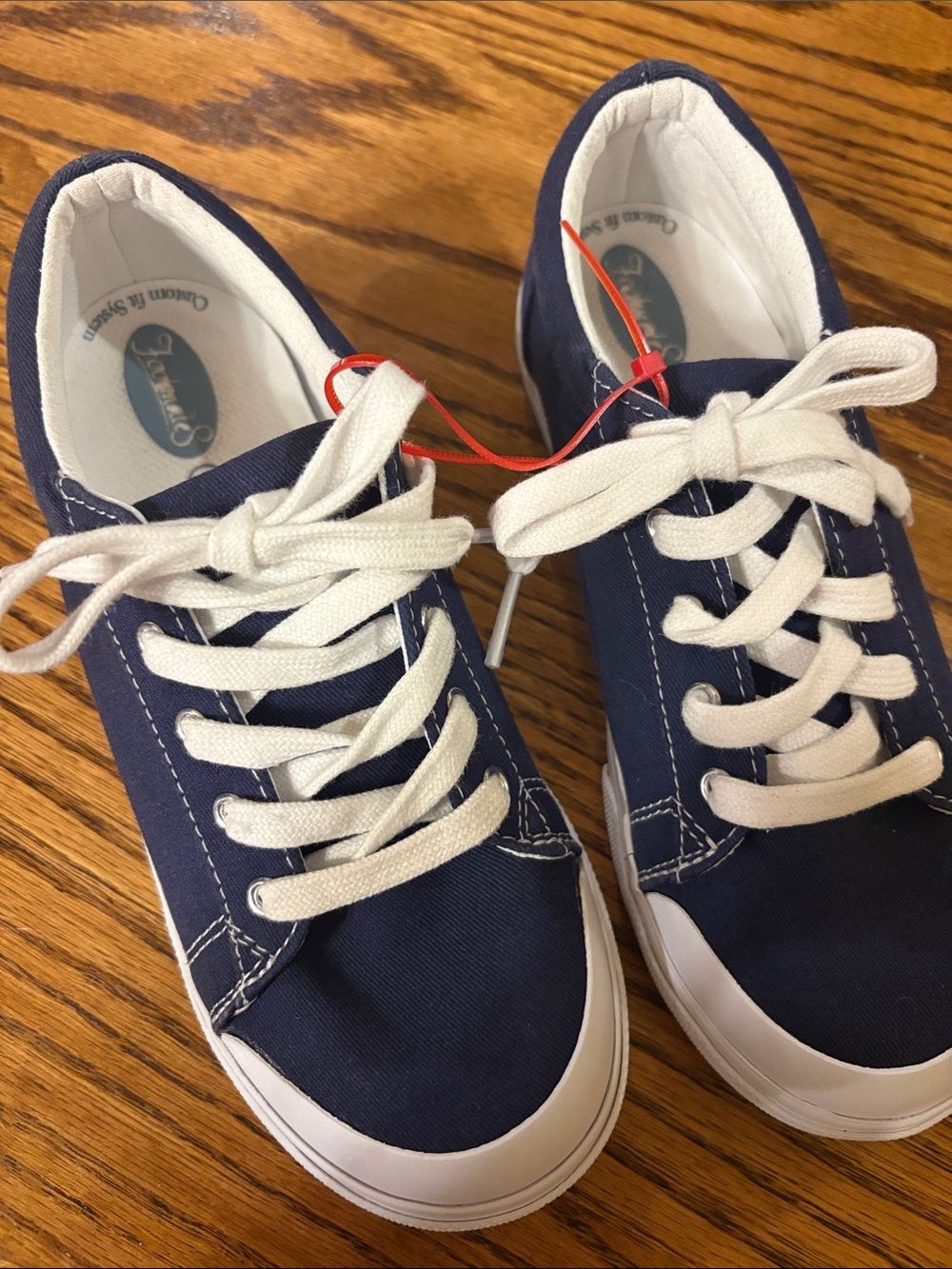 FootMates Navy and White Lace-Up Kids Sneakers